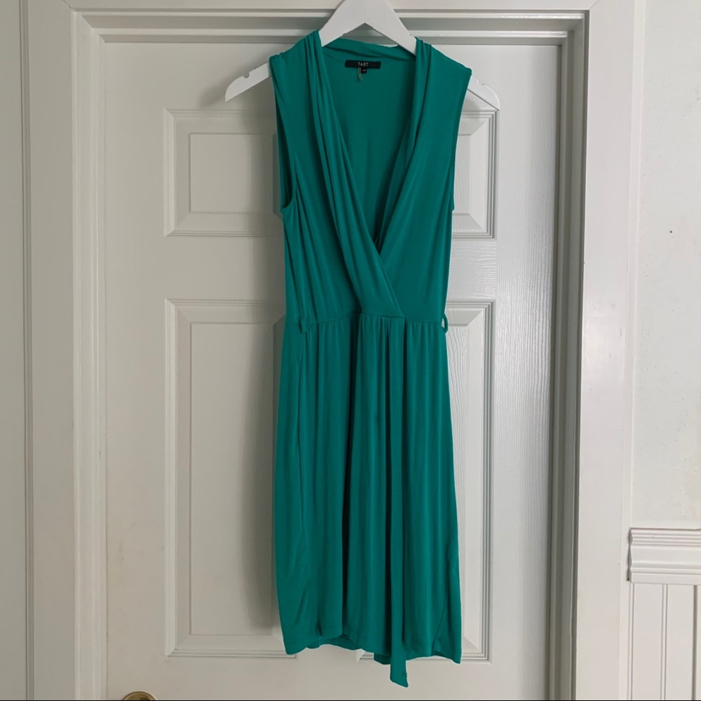 Tart Crossover Teal Green Modal Dress XS Cowl Neck